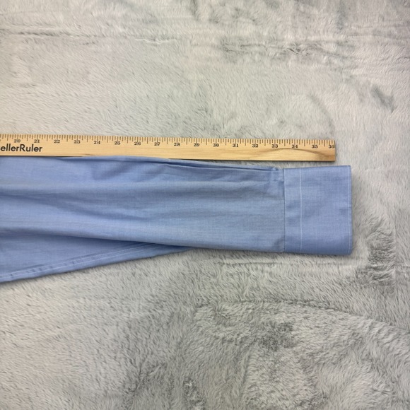 Suitsupply Dress Shirt Mens 16.5 Blue Cotton Two Ply Rounded Cuff Button Down - Picture 7 of 8